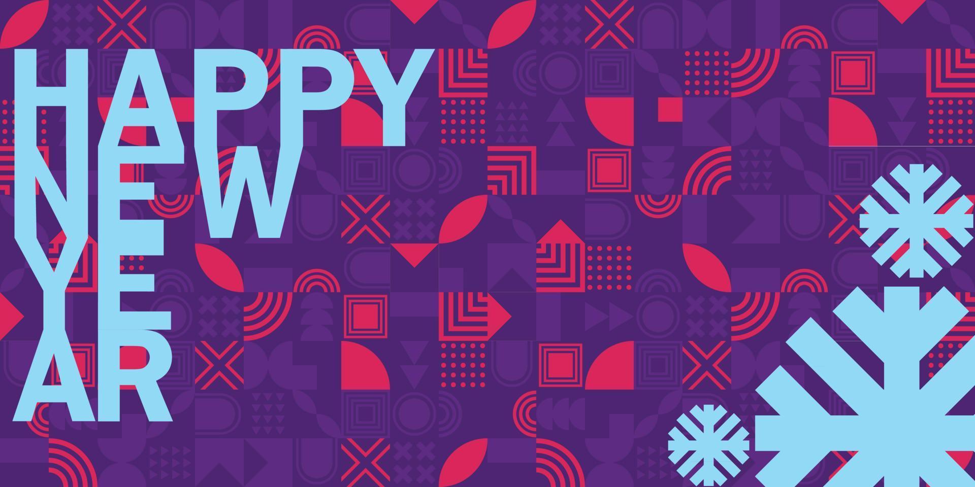 Merry Christmas and Happy New Year horizontal banner. bright modern Xmas design with snowflake. Simple poster, greeting card, sale banner for website vector