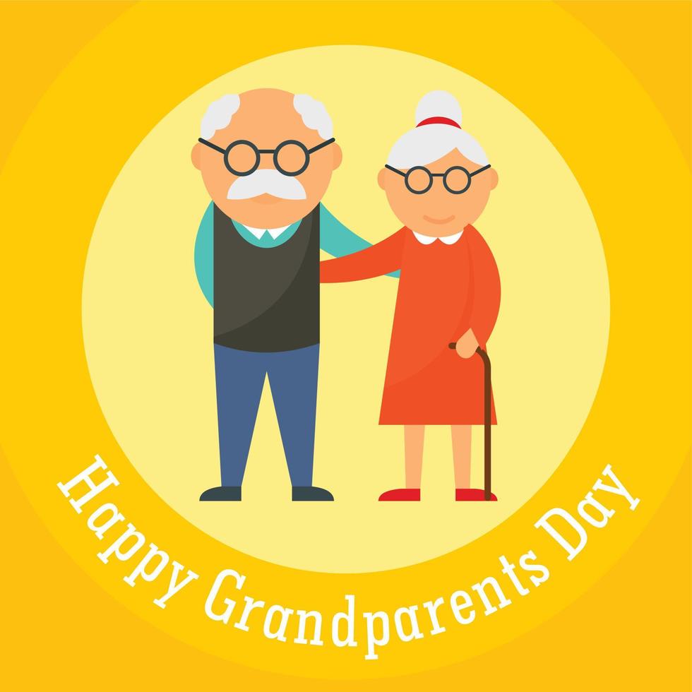 Happy grandparents day card background, flat style vector