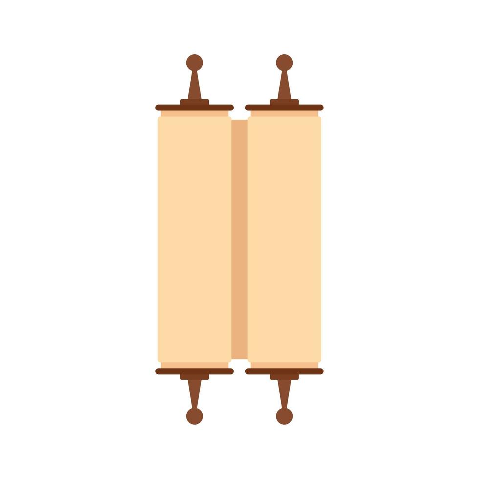 Closed ancient rolled papyrus icon, flat style vector