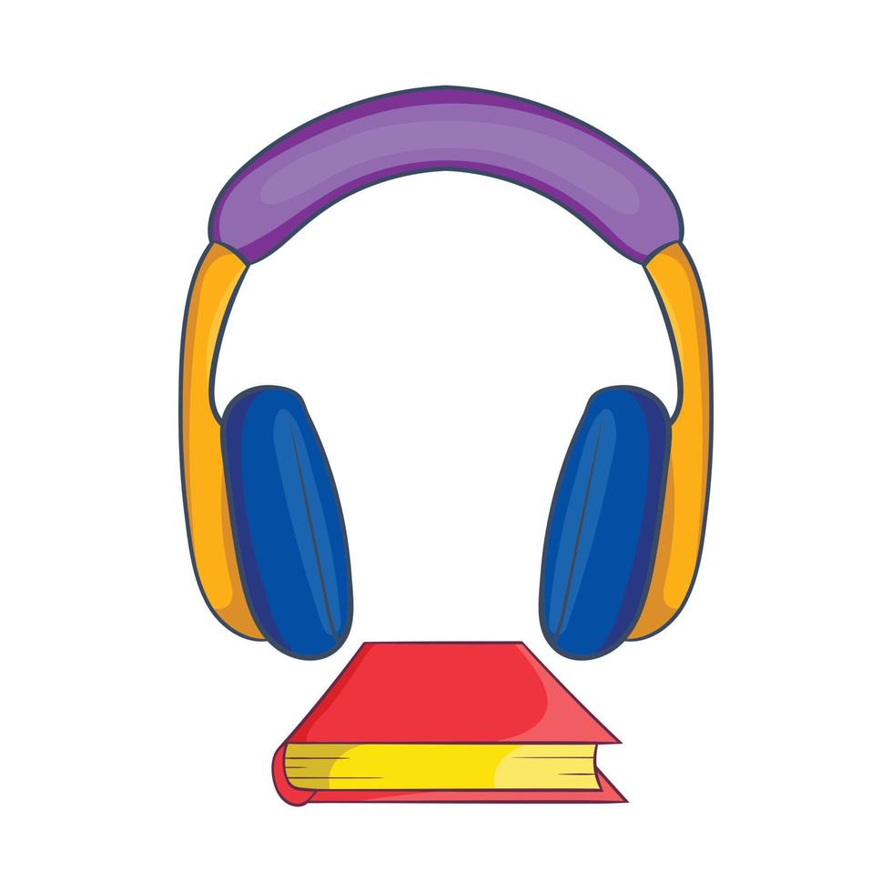 Audio book icon, cartoon style vector