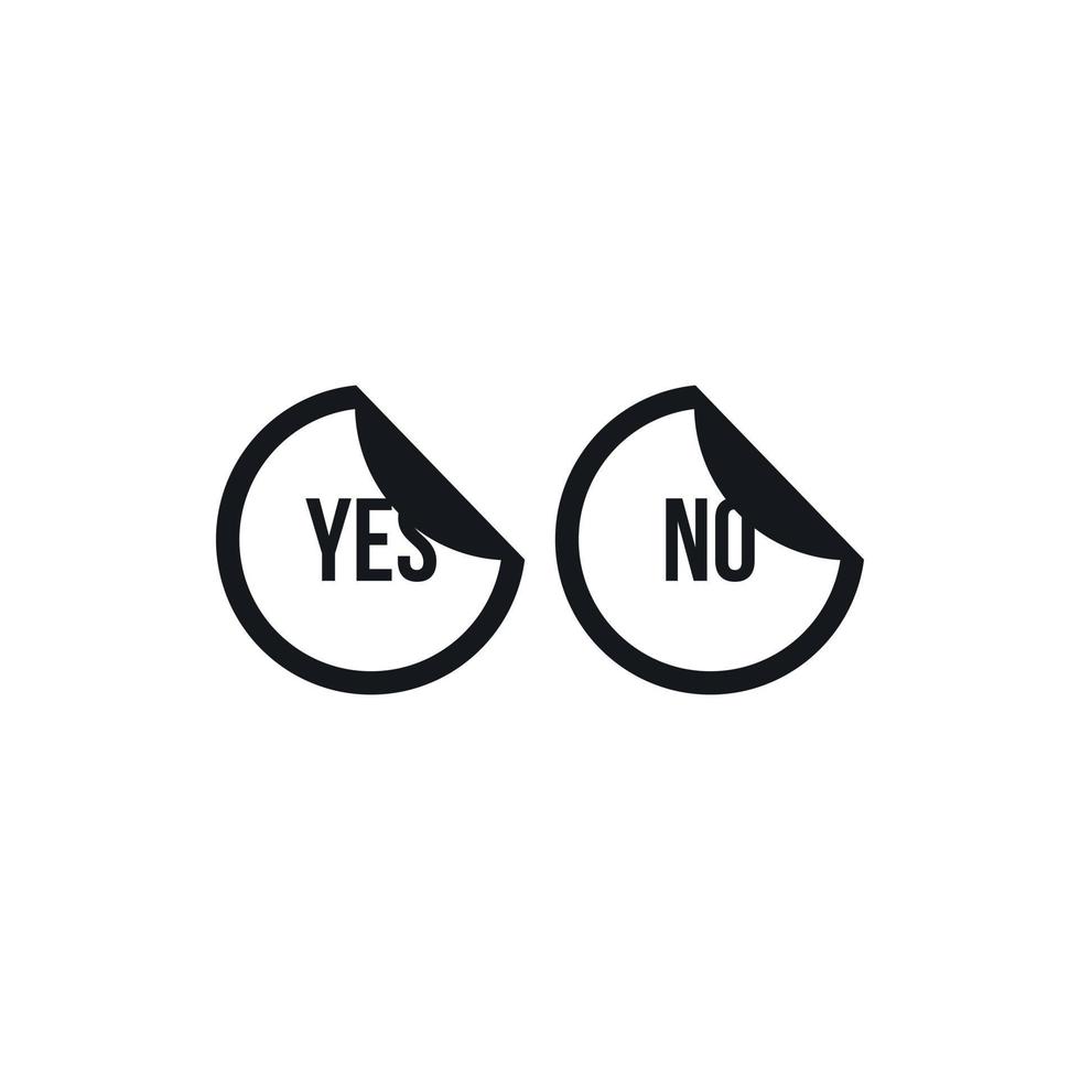 Yes and no buttons icon, simple style vector