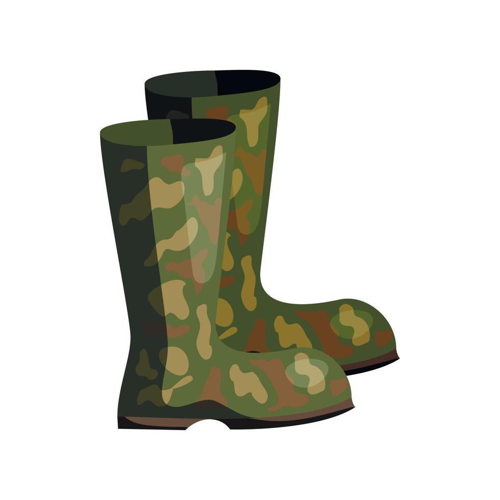 Hunting rubber boots icon, cartoon style vector