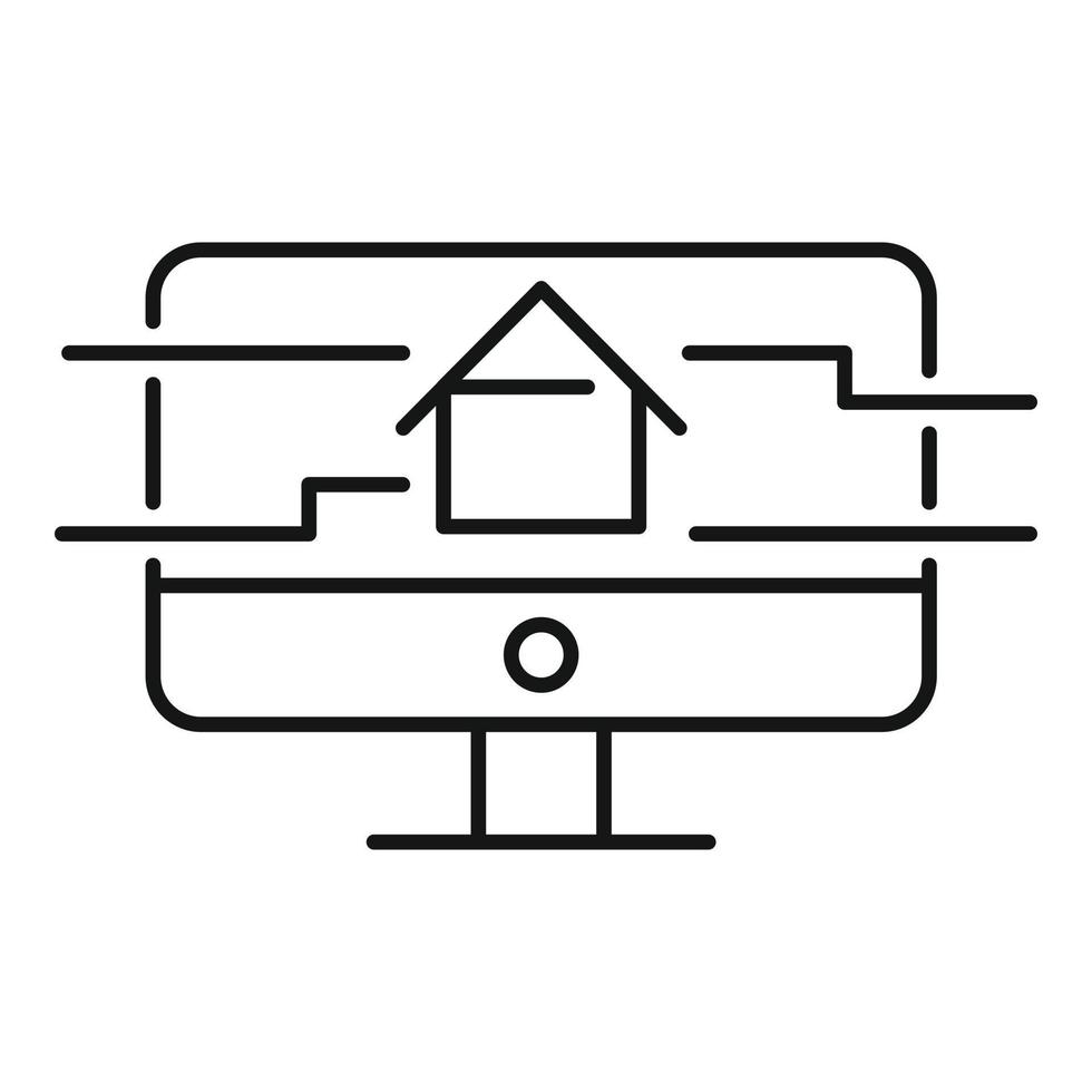 Smart house monitor icon, outline style vector