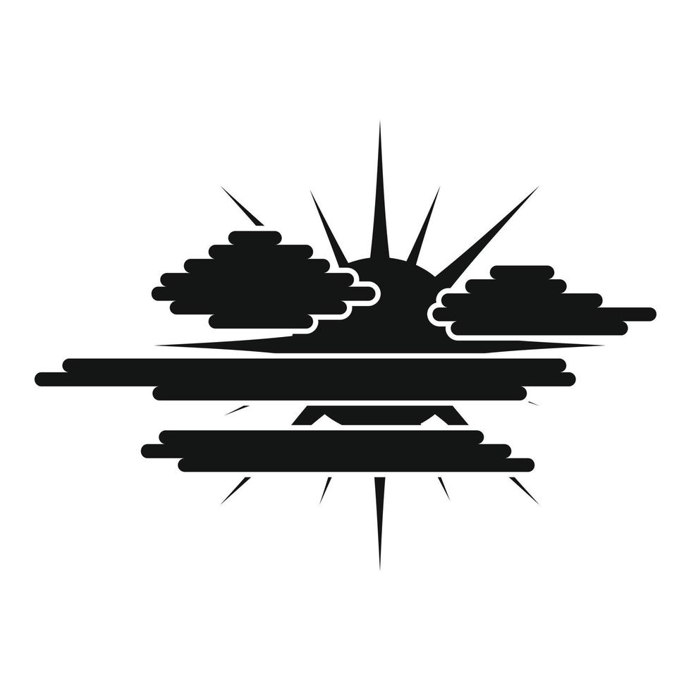 icono de sol nublado, estilo negro simple vector