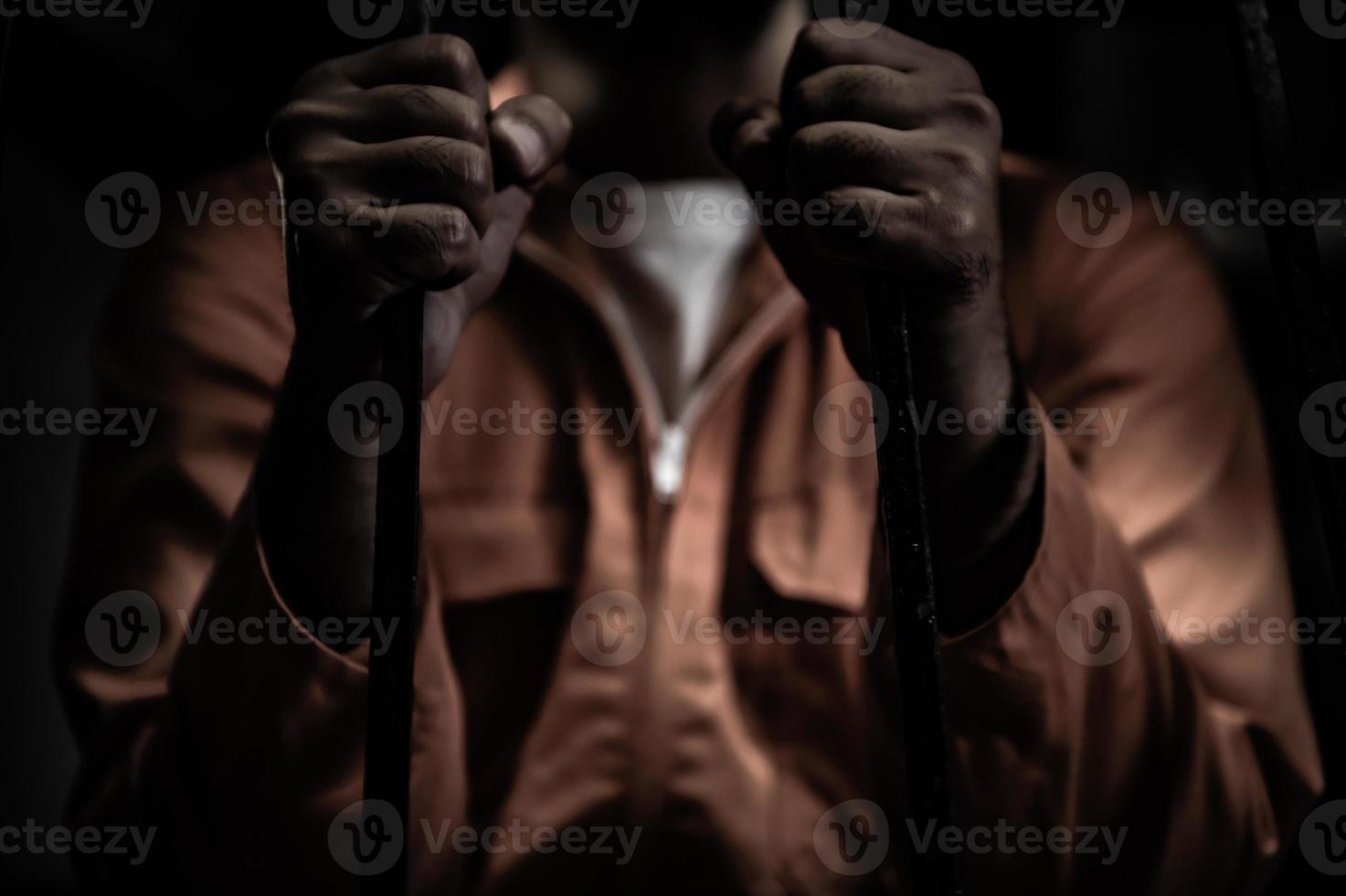 Hands of men desperate to catch the iron prison,prisoner concept,thailand people,Hope to be free. photo