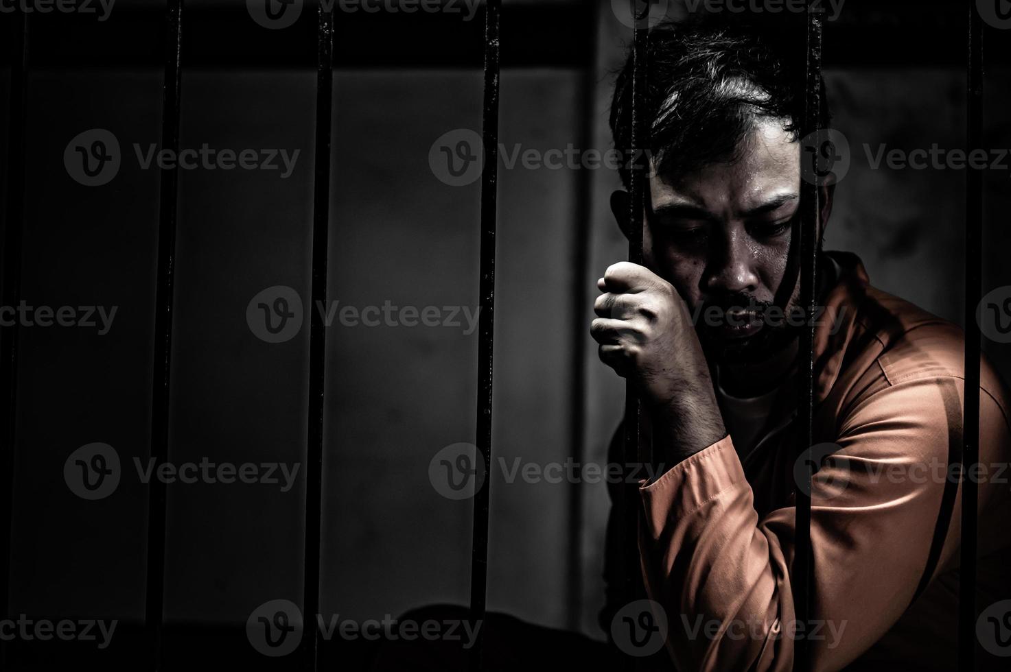 Hands of men desperate to catch the iron prison,prisoner concept,thailand people,Hope to be free. photo