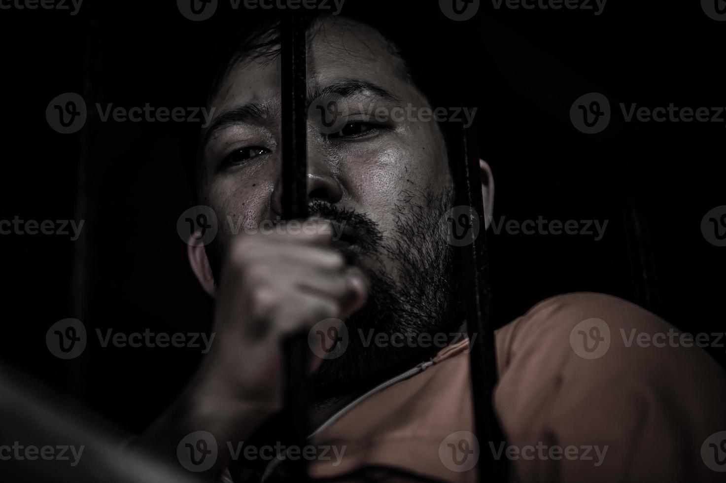 Hands of men desperate to catch the iron prison,prisoner concept,thailand people,Hope to be free. photo