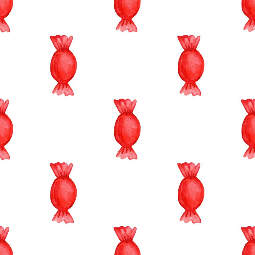 Festive seamless pattern with candy in a red wrapper photo
