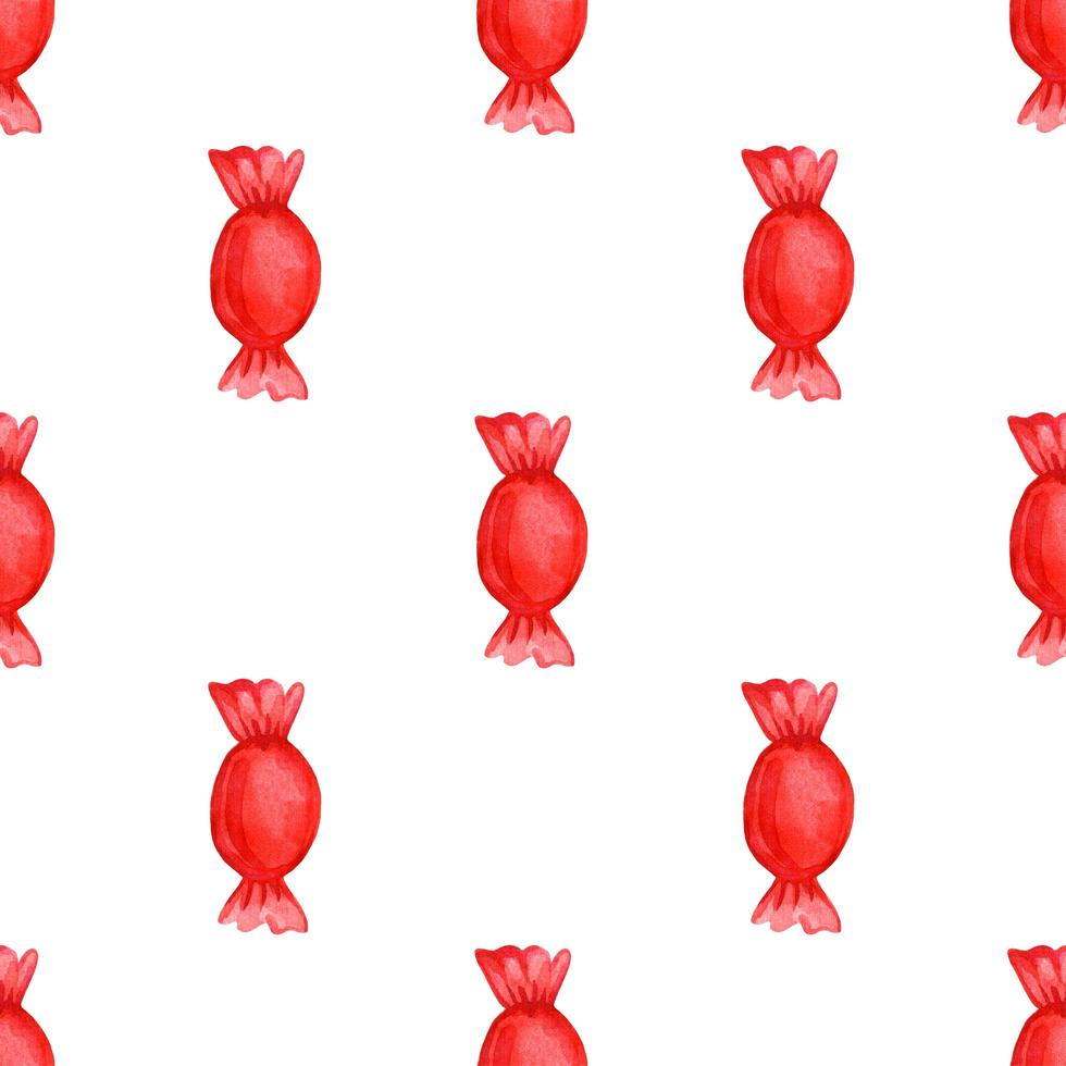 Festive seamless pattern with candy in a red wrapper photo