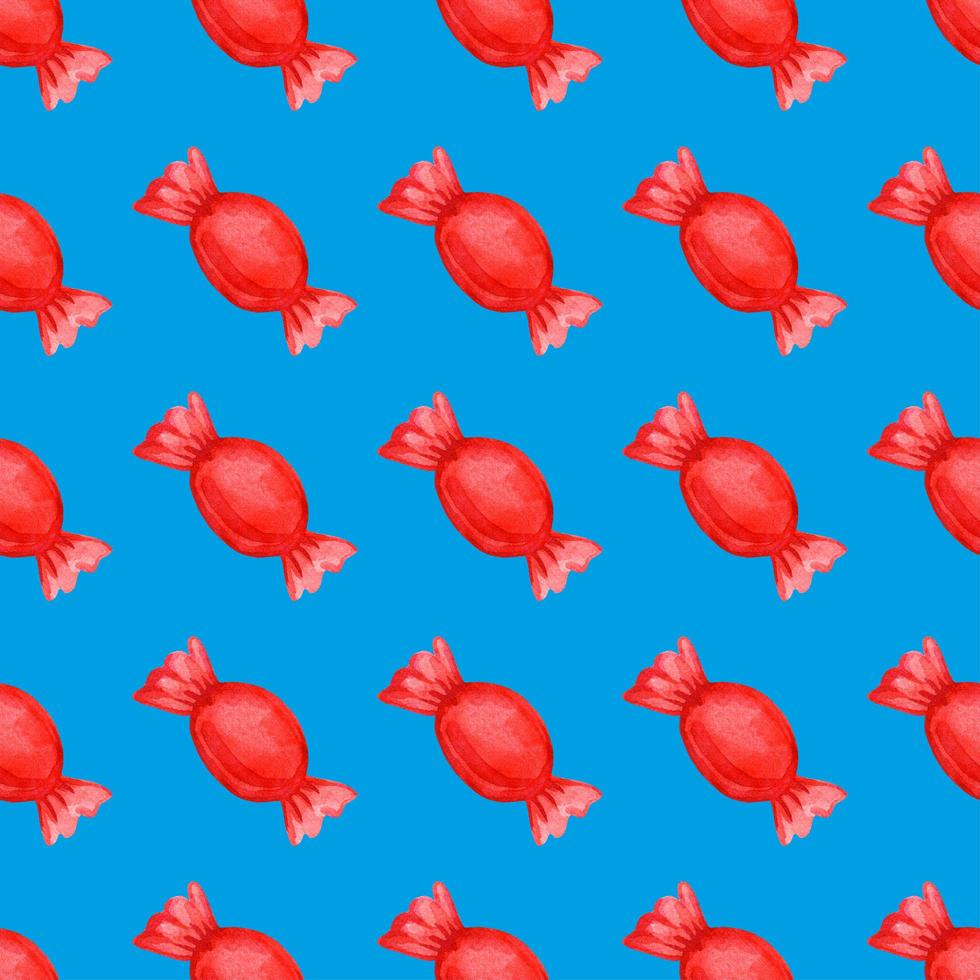 Festive seamless pattern with candy in a red wrapper photo