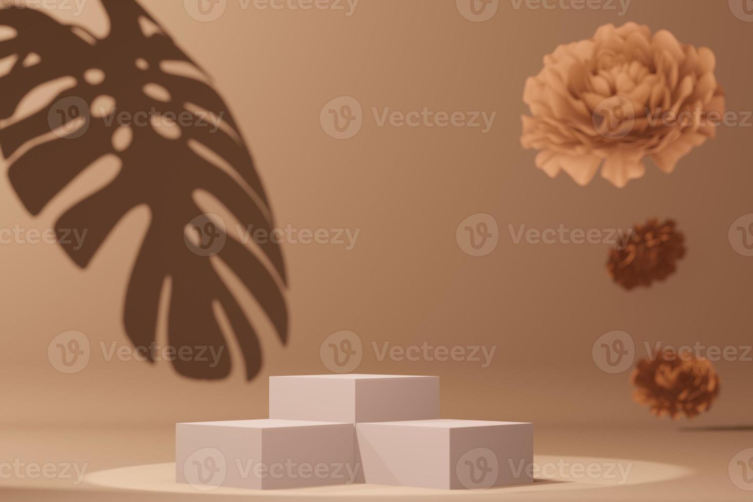 Empty display with shadows for presentation 3d rendering photo