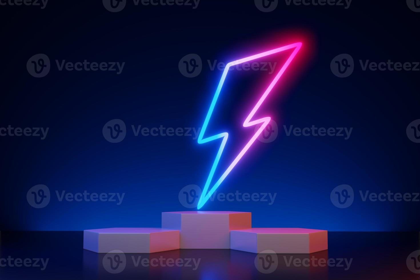 Flash sale neon light text with empty display, 3d rendering photo