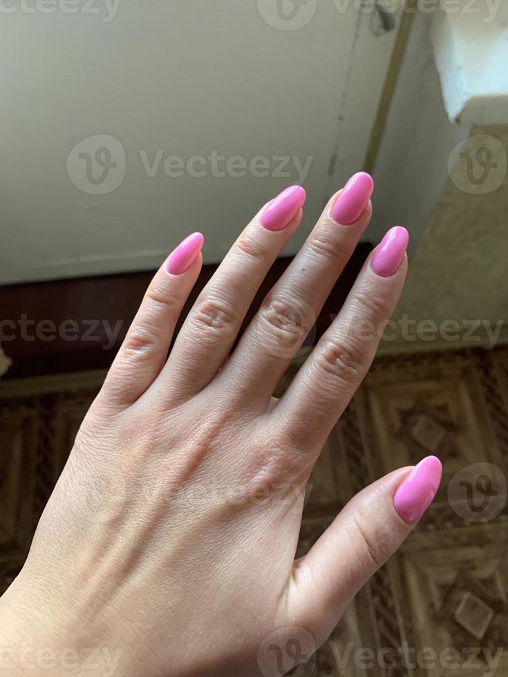 Pink nails manicure photo