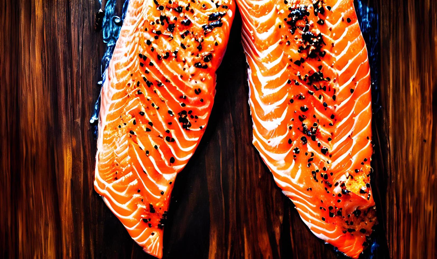 Grilled salmon. Healthy food baked salmon. Hot fish dish. photo
