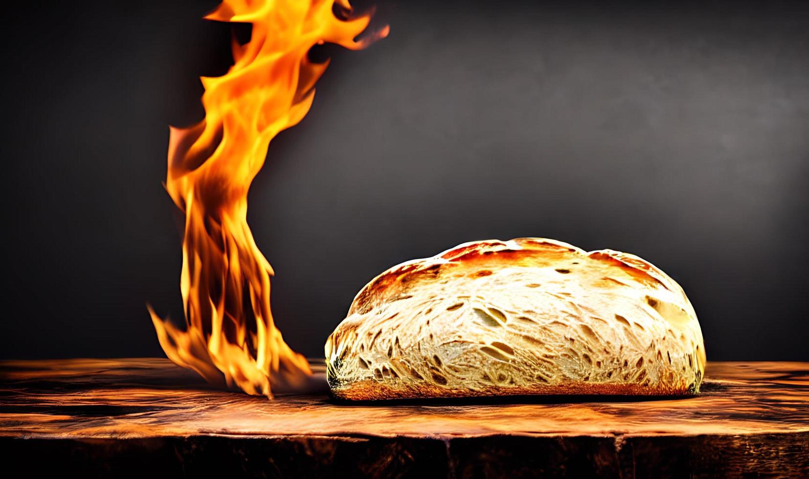 Oven - traditional fresh hot cooked bread. Bread close shooting. photo