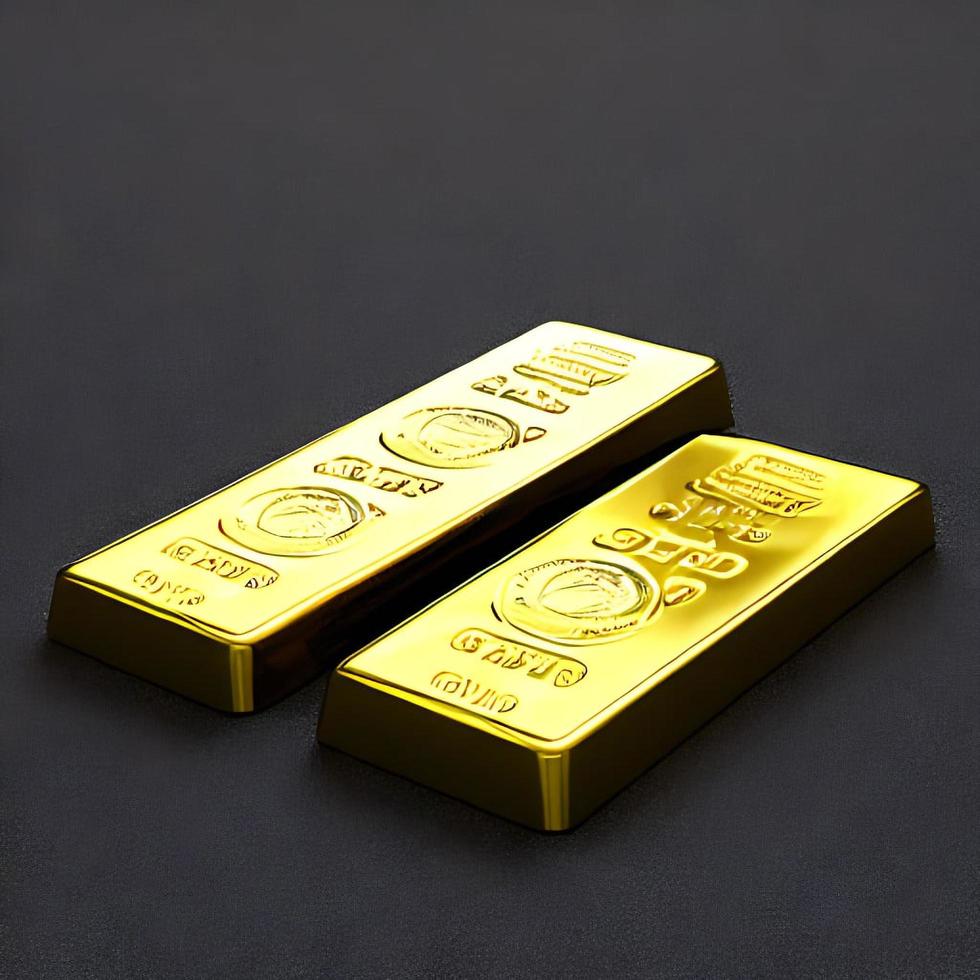 Gold ingots. Stack of gold bars, Financial concepts. photo