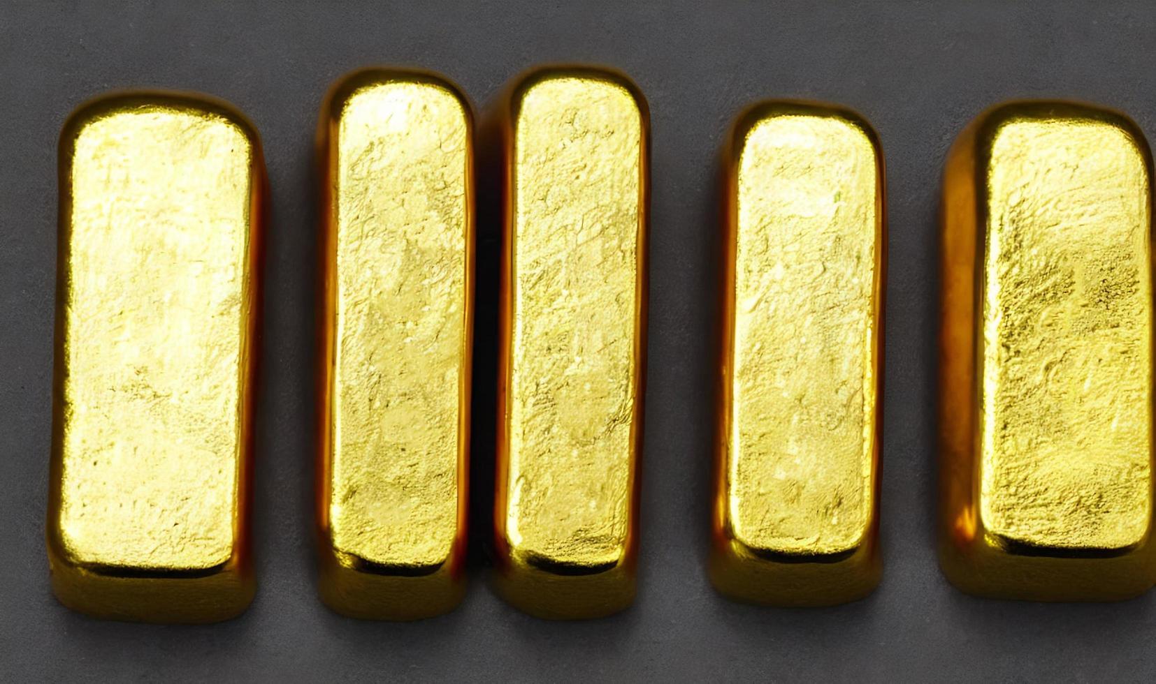 Gold ingots. Stack of gold bars, Financial concepts. photo