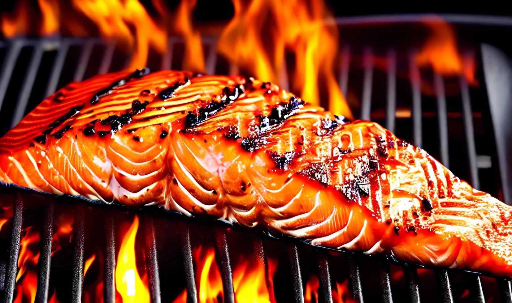 salmón a la plancha. comida saludable salmón al horno. plato de pescado caliente. foto