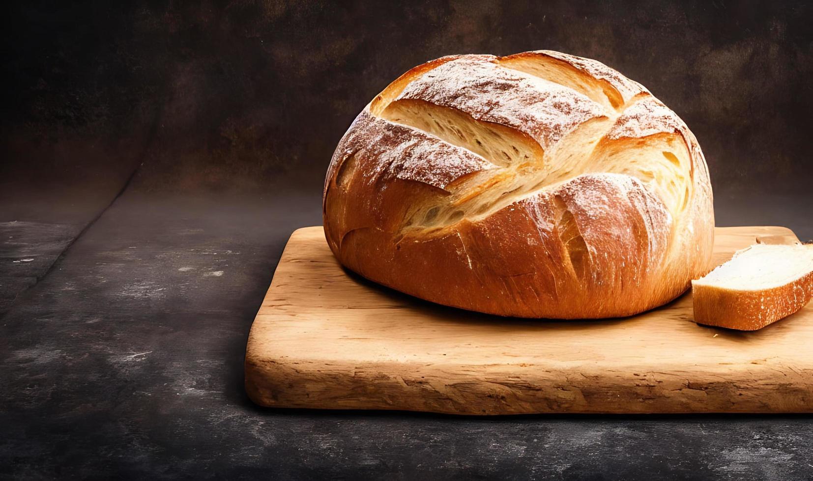 Oven - traditional fresh hot cooked bread. Bread close shooting. photo