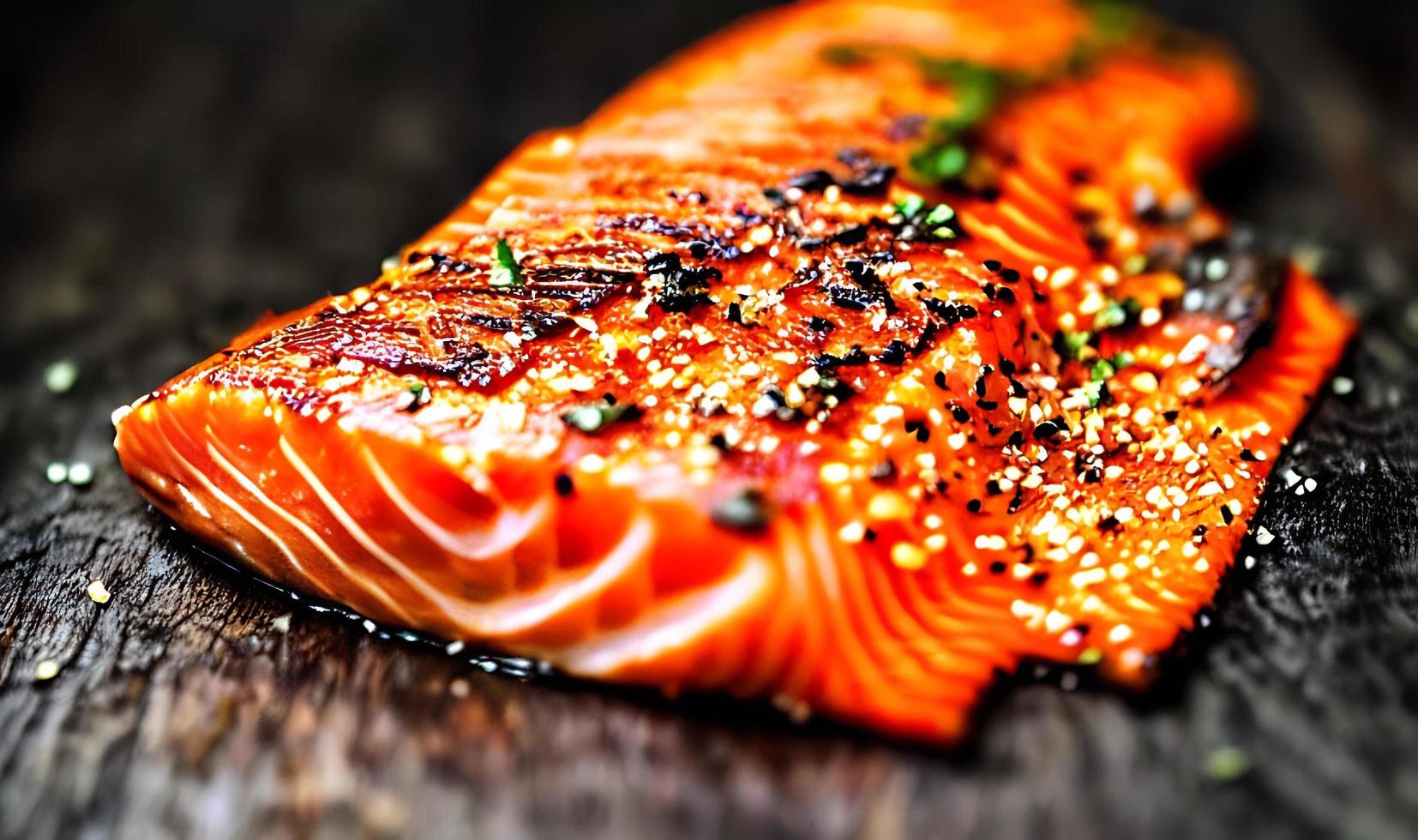 salmón a la plancha. comida saludable salmón al horno. plato de pescado caliente. foto