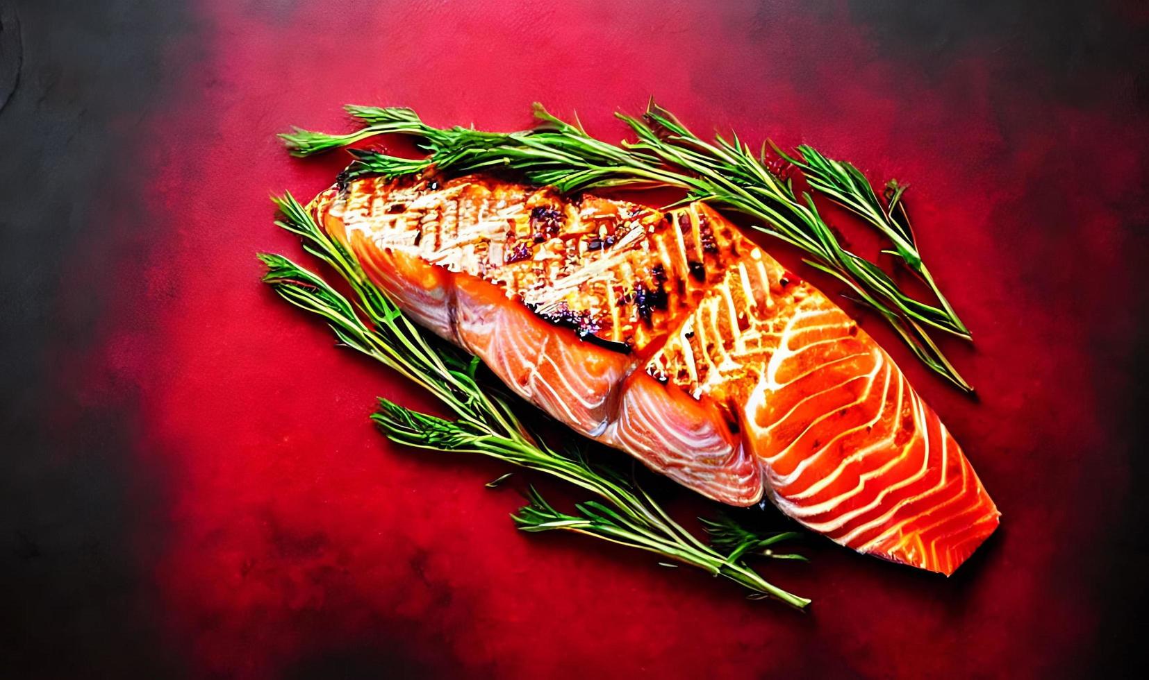 Grilled salmon. Healthy food baked salmon. Hot fish dish. 14593747