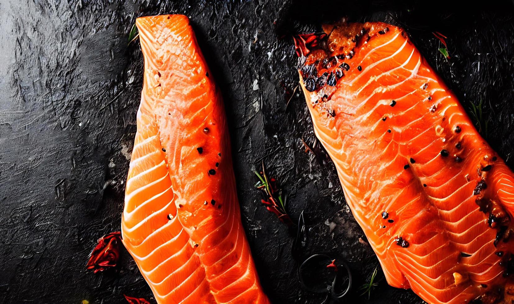 salmón a la plancha. comida saludable salmón al horno. plato de pescado caliente. foto