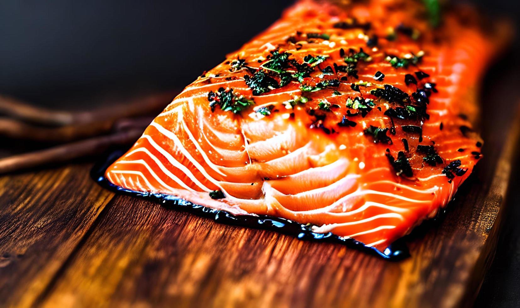Grilled salmon. Healthy food baked salmon. Hot fish dish. 14593934