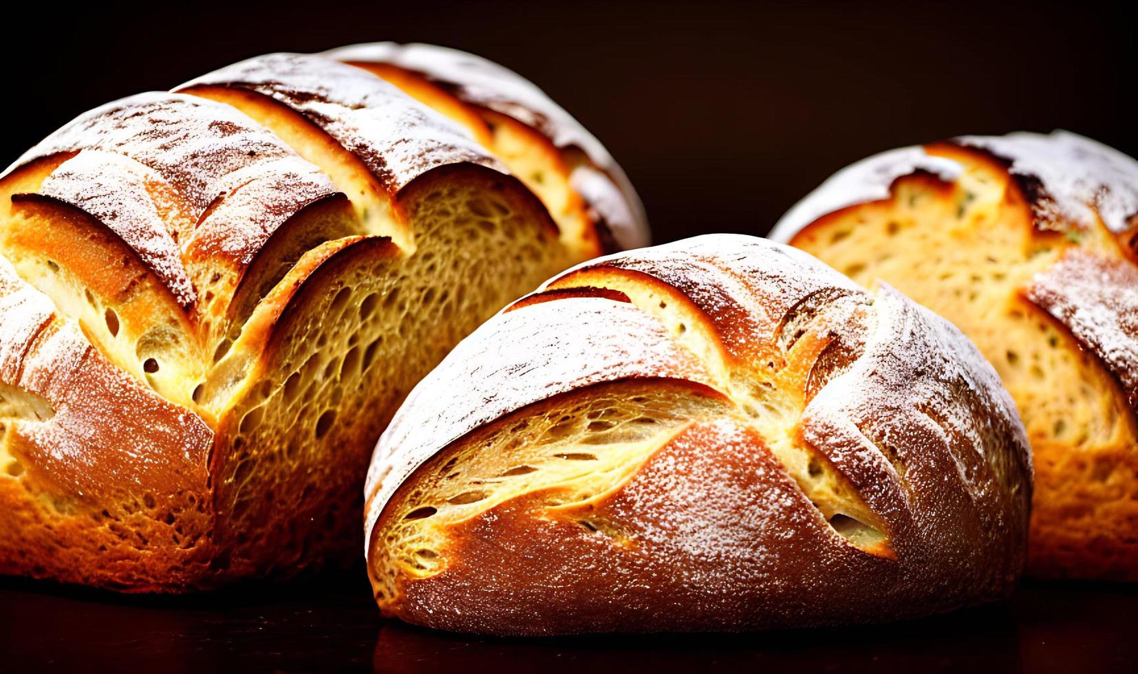 Oven - traditional fresh hot cooked bread. Bread close shooting. photo