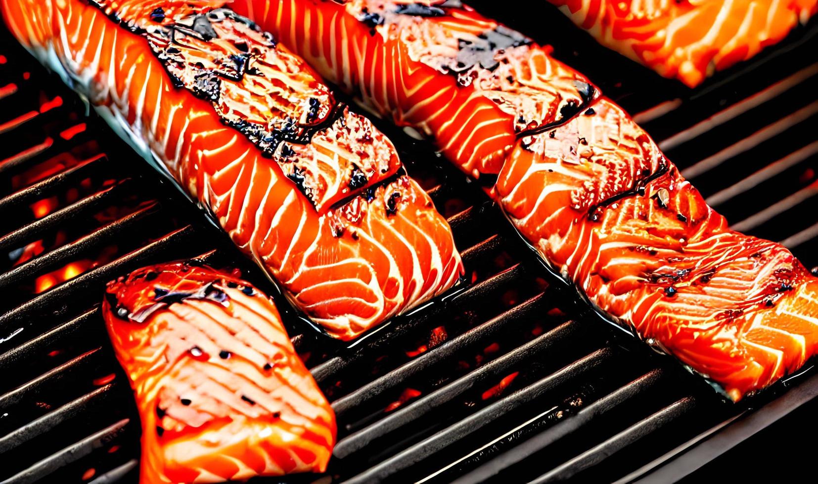 salmón a la plancha. comida saludable salmón al horno. plato de pescado caliente. foto