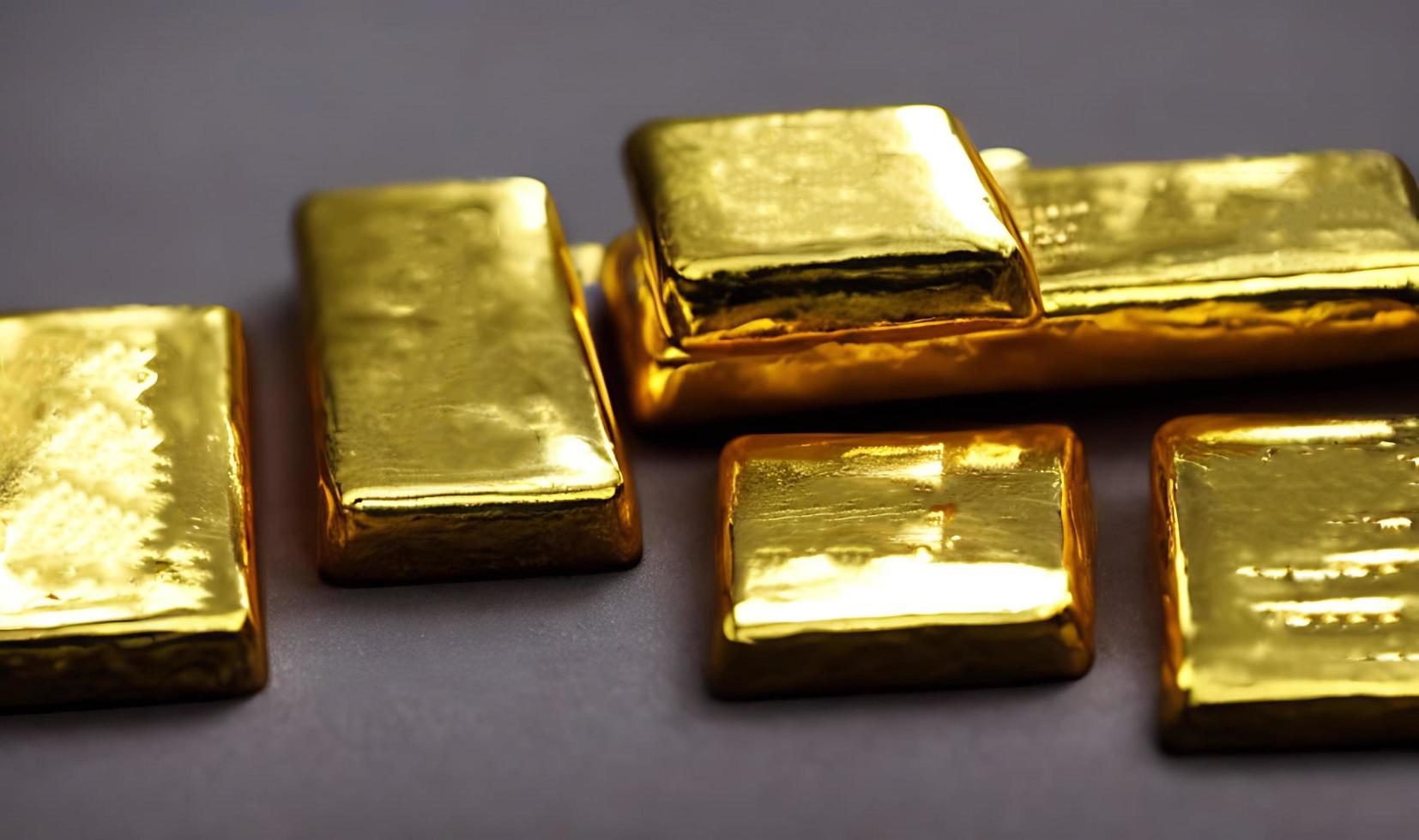 Gold ingots. Stack of gold bars, Financial concepts. photo