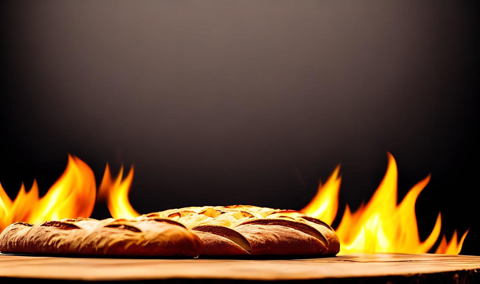 Oven - traditional fresh hot cooked bread. Bread close shooting. photo