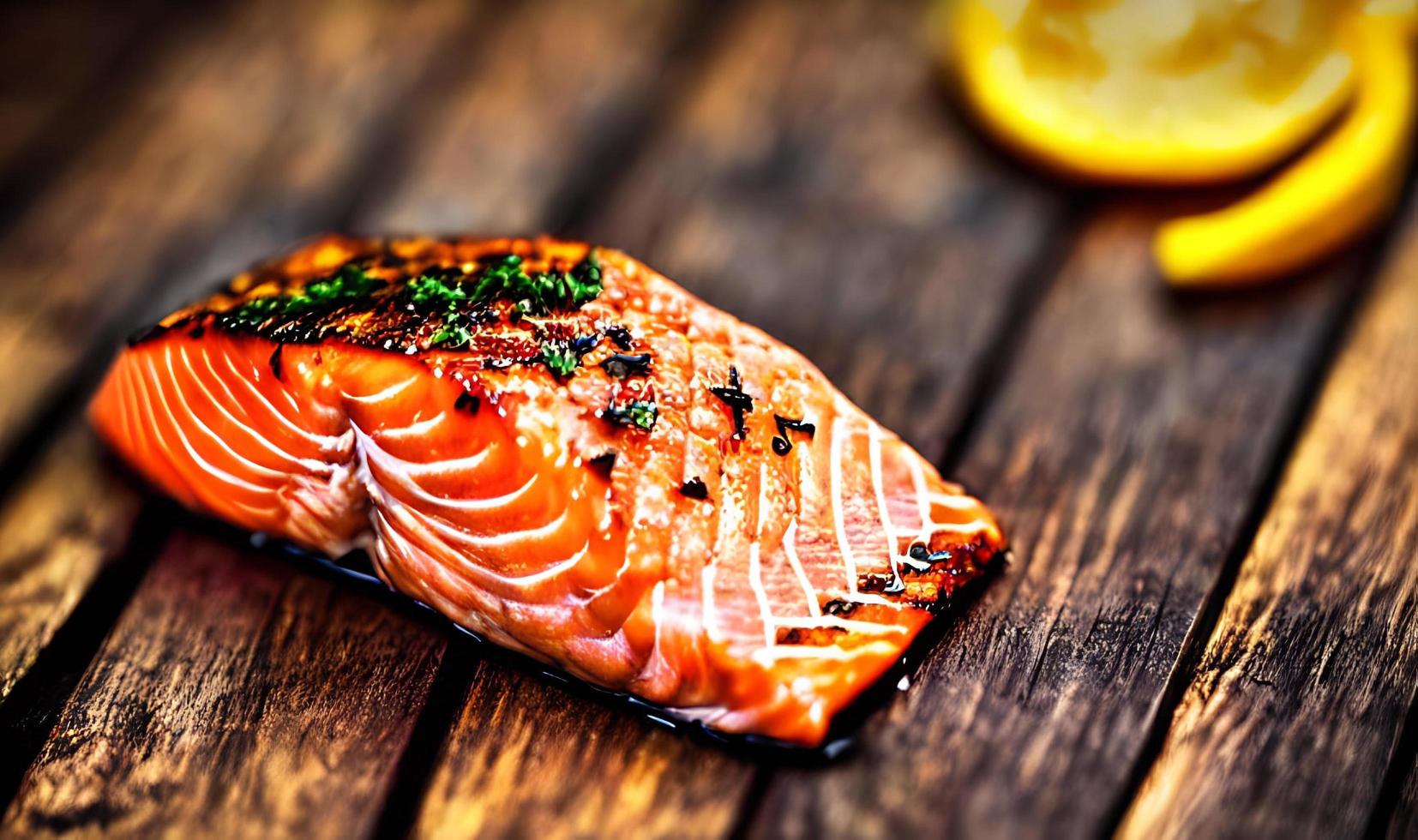 salmón a la plancha. comida saludable salmón al horno. plato de pescado caliente. foto