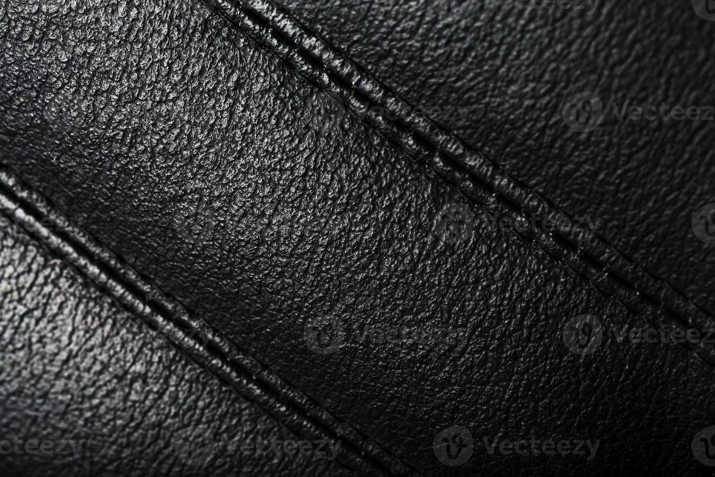 The texture of the black leather chairs. The seams close up. photo