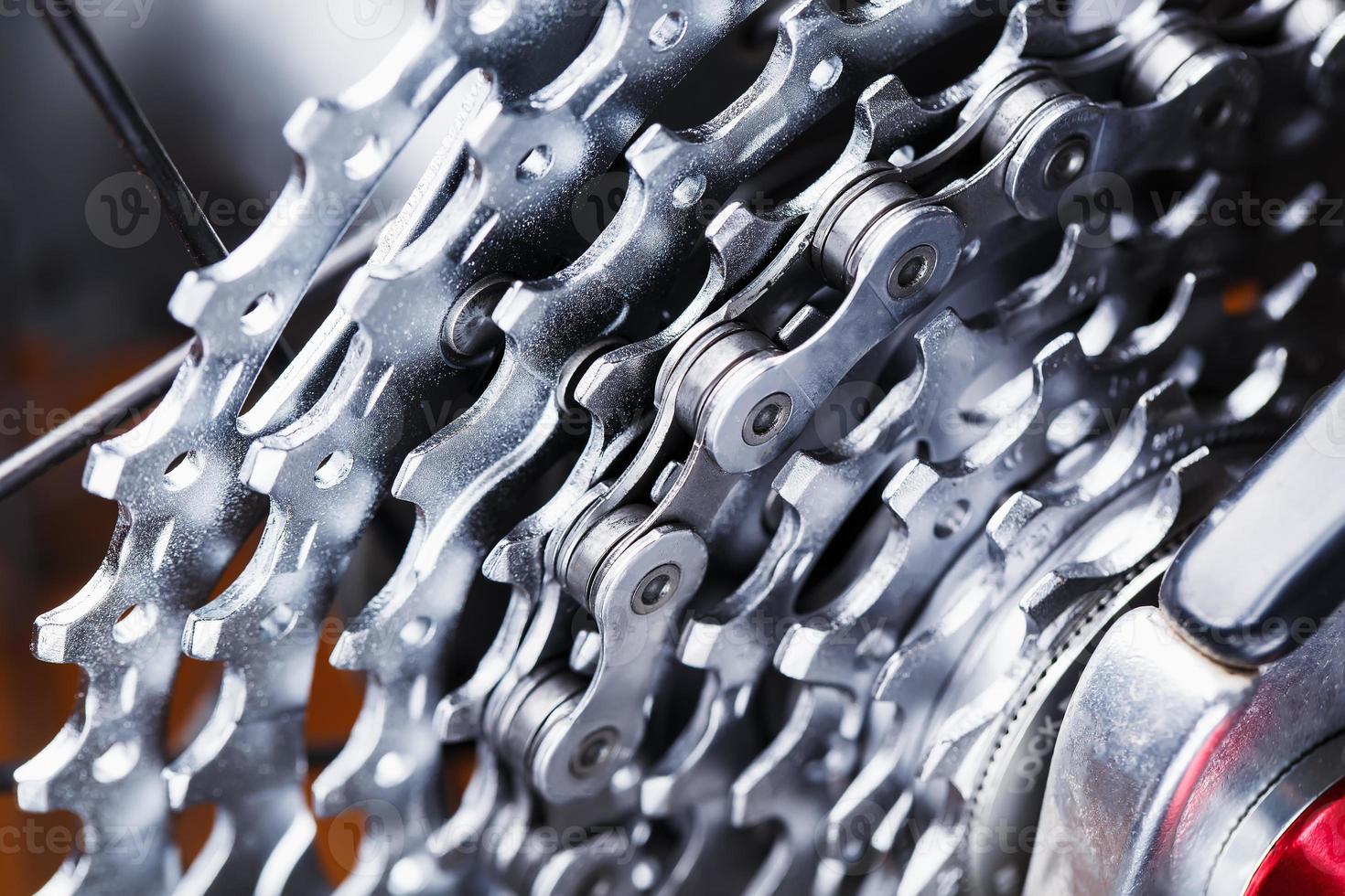 Mountain bike rear cassette macro shot. CARTRIDGE FOR BIKECARTRIDGE. photo