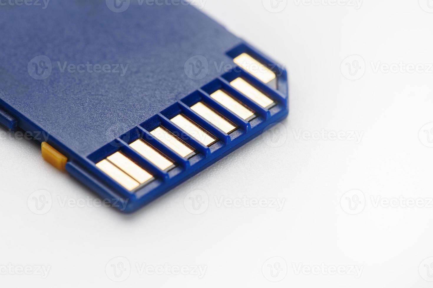 Blue SD Memory Card Isolated on White. concept photo