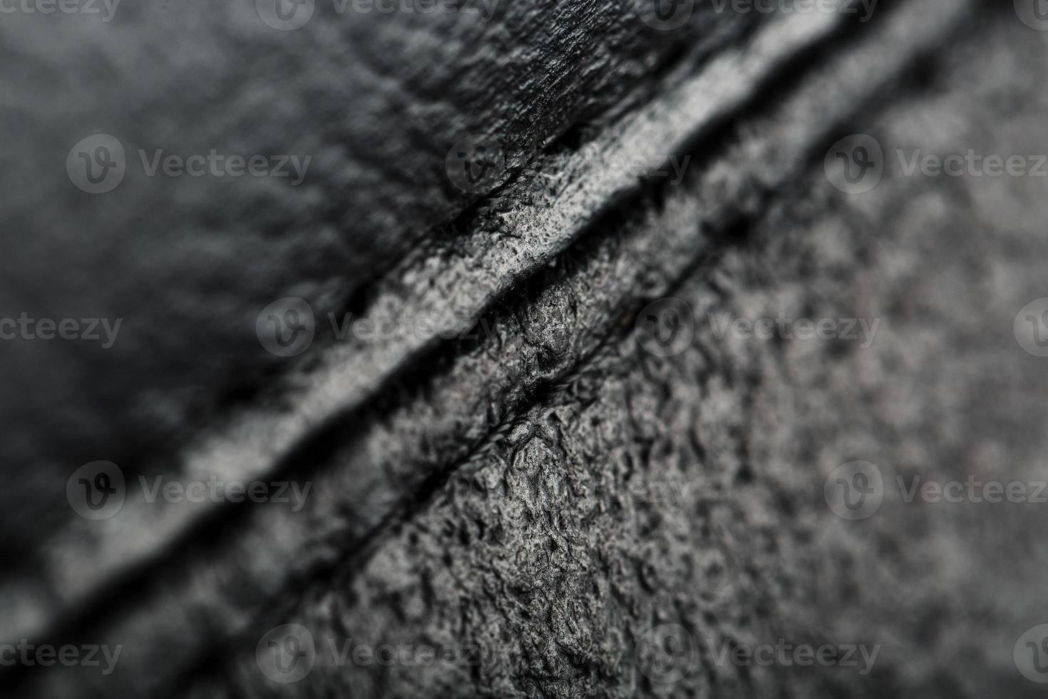 The texture of the black leather chairs. The seams close up. photo