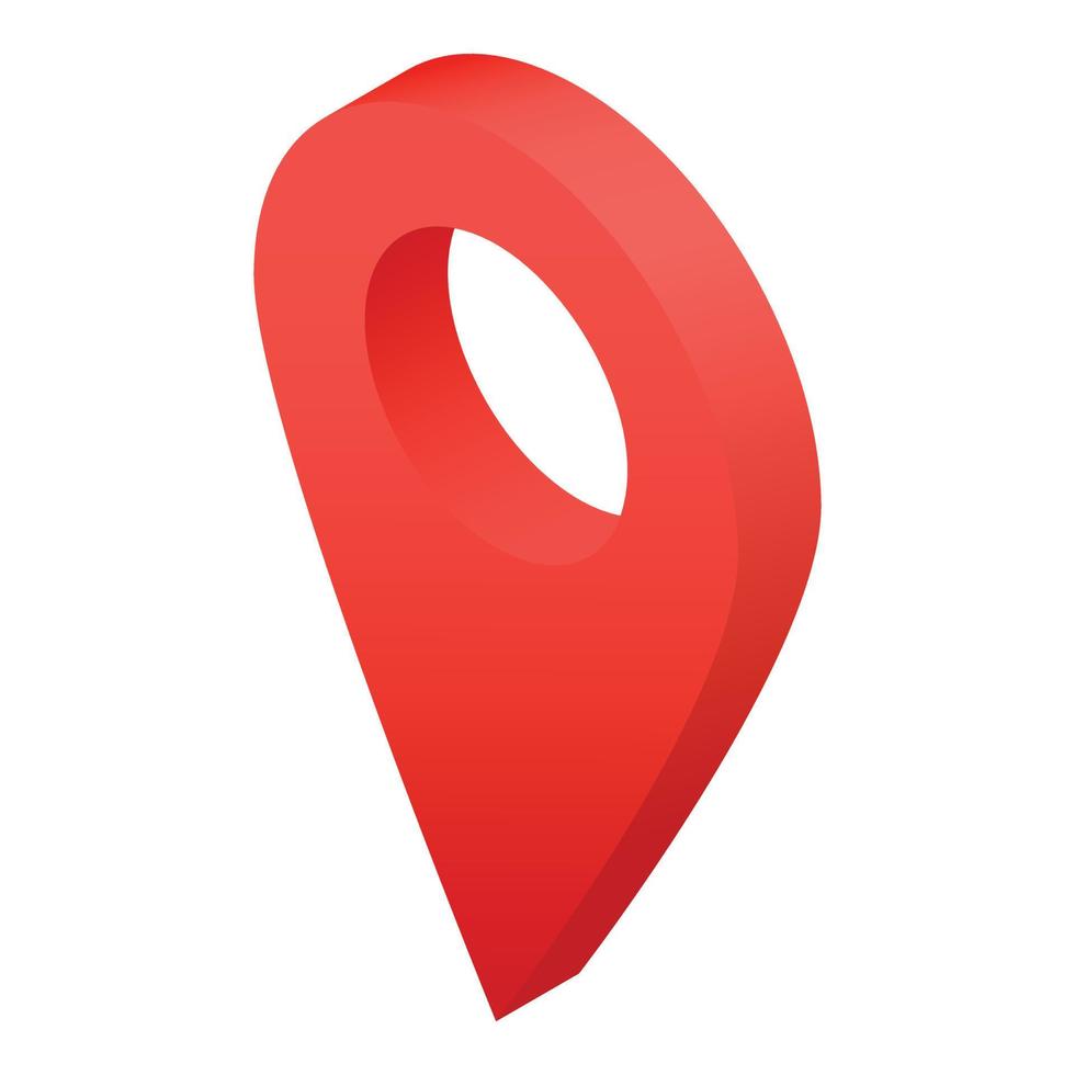 Red gps pointer icon, isometric style vector