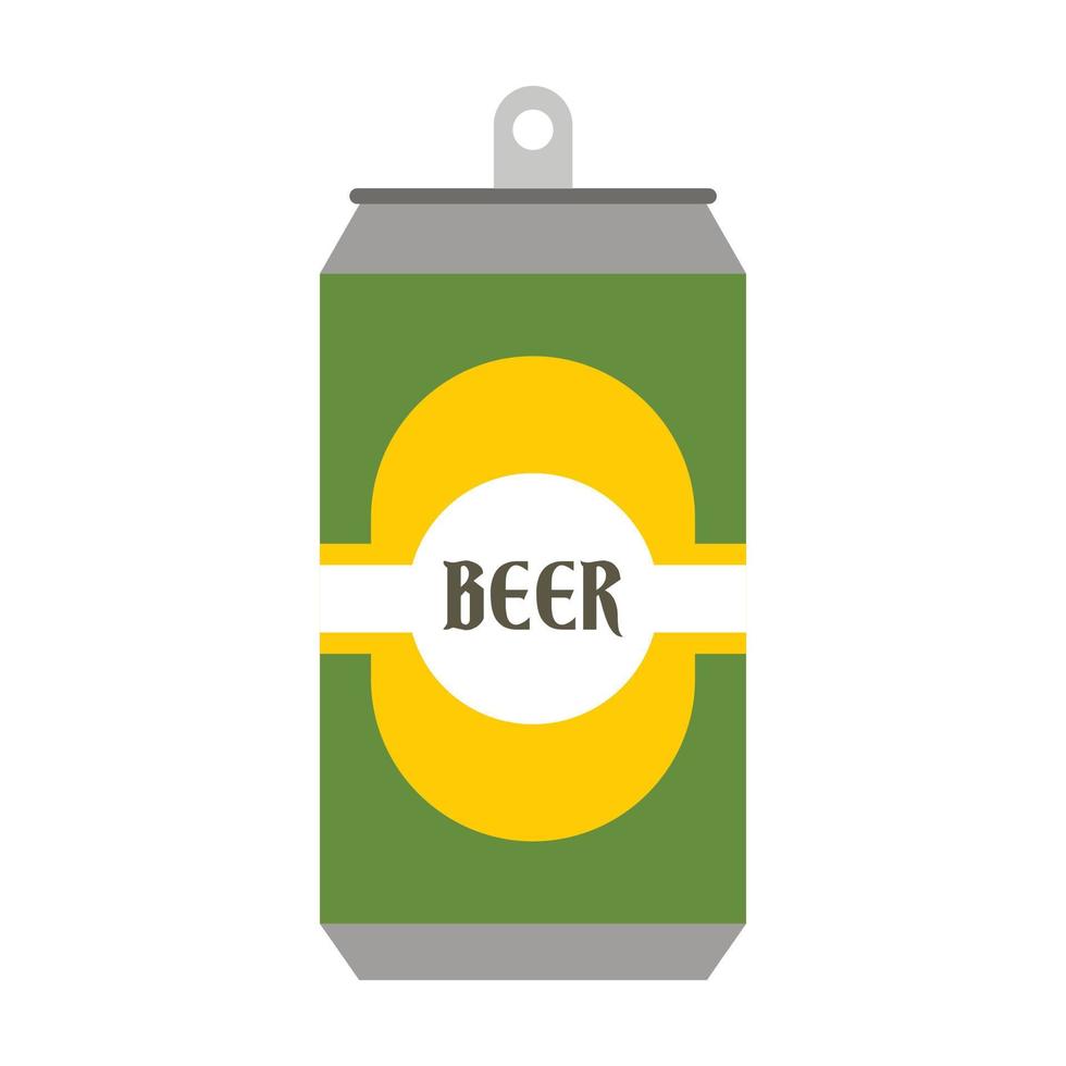 lata de cerveza con icono de etiqueta de cerveza, estilo plano vector