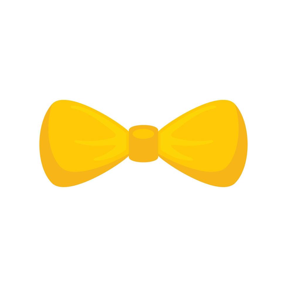 Fashion yellow bow tie icon, flat style vector