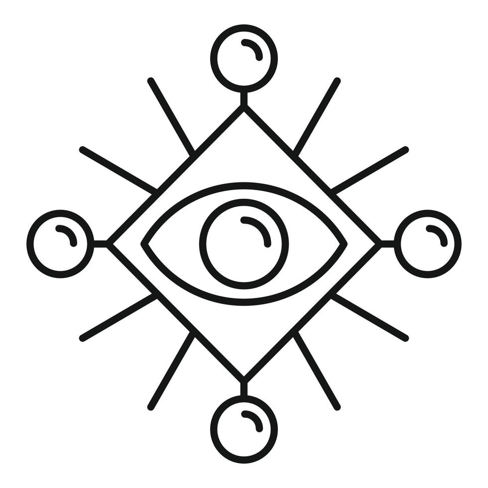 icono de misterio de ojo antiguo, estilo de contorno vector