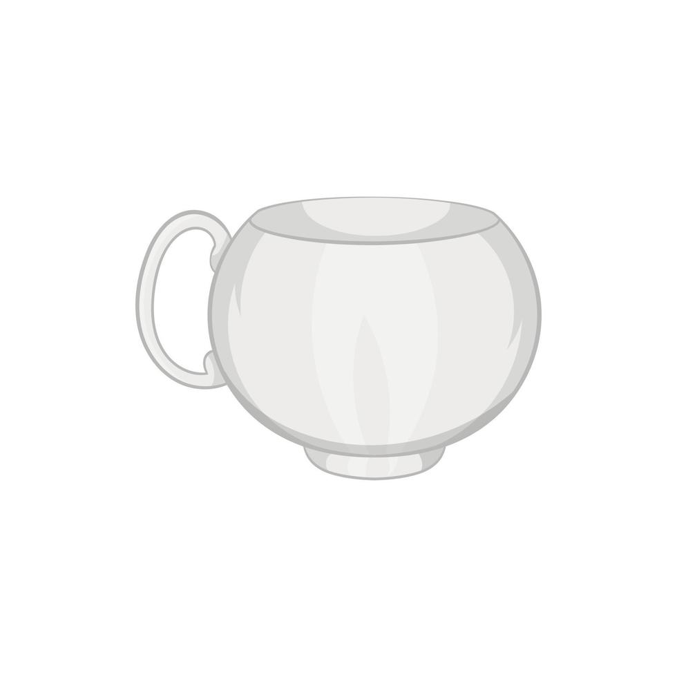 icono de taza de té blanco, estilo de dibujos animados vector