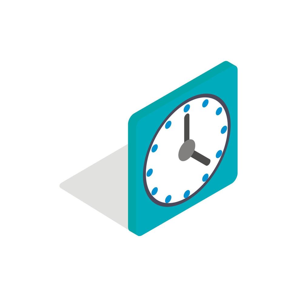 Square wall clock icon, isometric 3d style vector