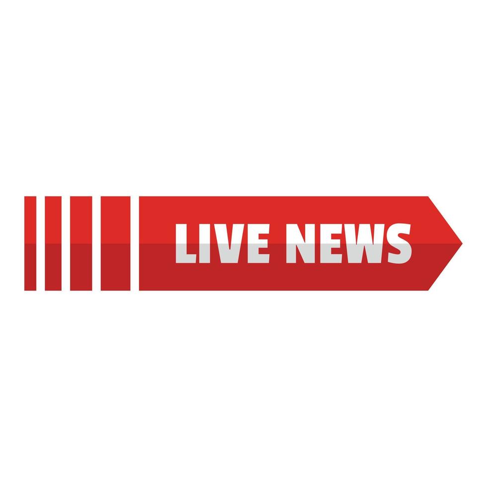 Live news arrow icon, flat style. vector