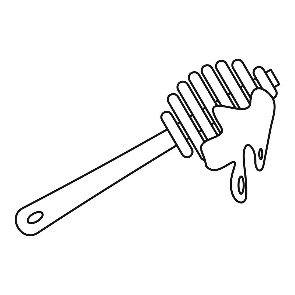 Wood honey spoon icon, outline style vector