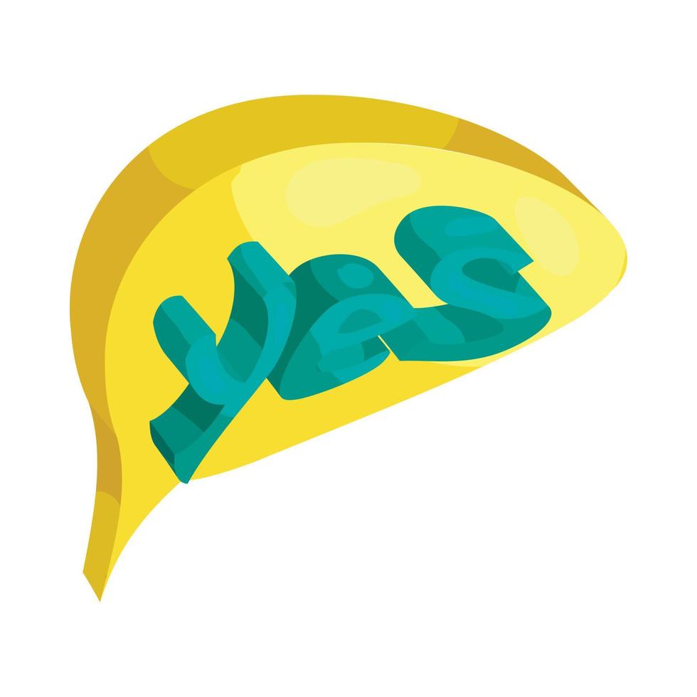 Yes word in a speech bubble icon, cartoon style vector