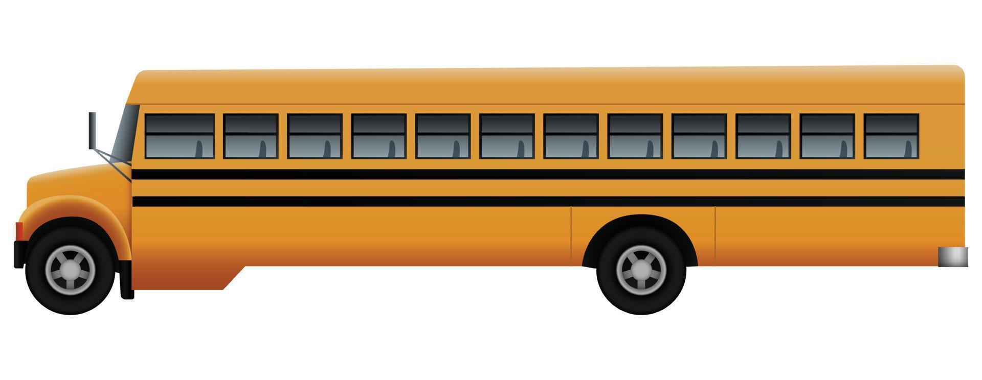 Side of long school bus mockup, realistic style vector