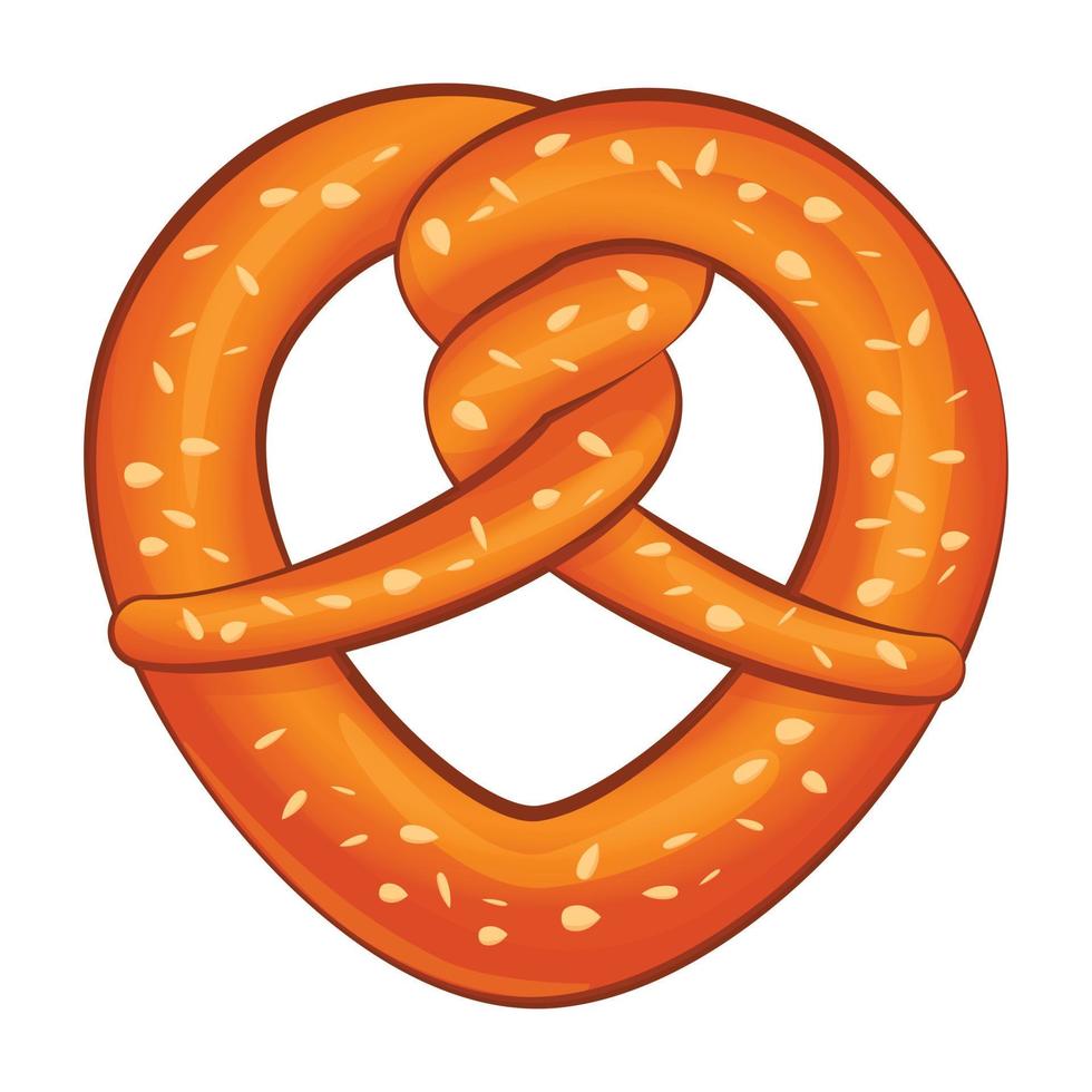 Salt pretzel icon, cartoon style vector