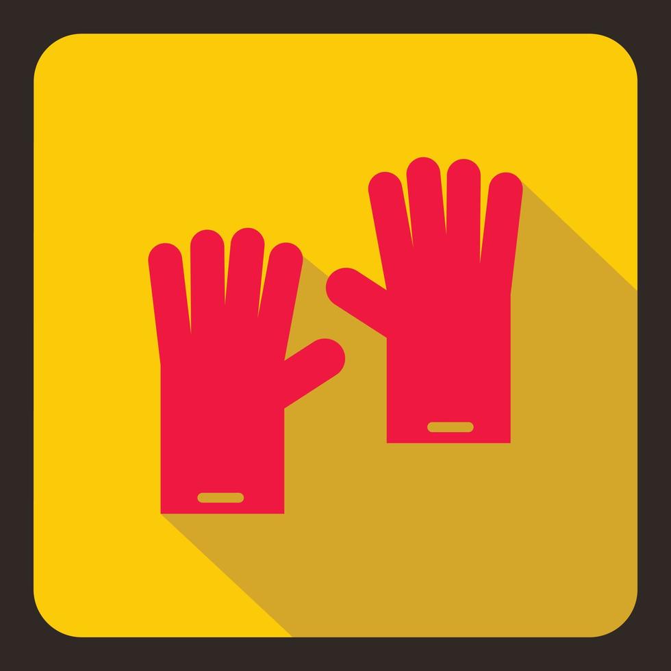 Red rubber gloves icon, flat style vector