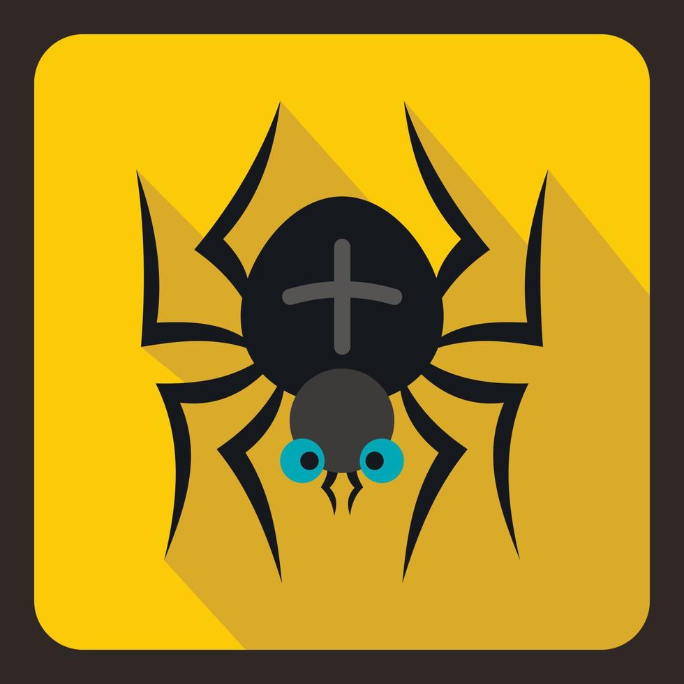 Black spider icon, flat style vector