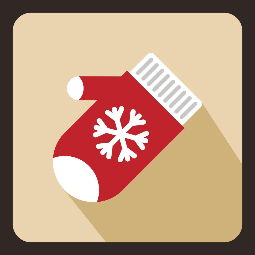 Red winter gloves icon, flat style vector